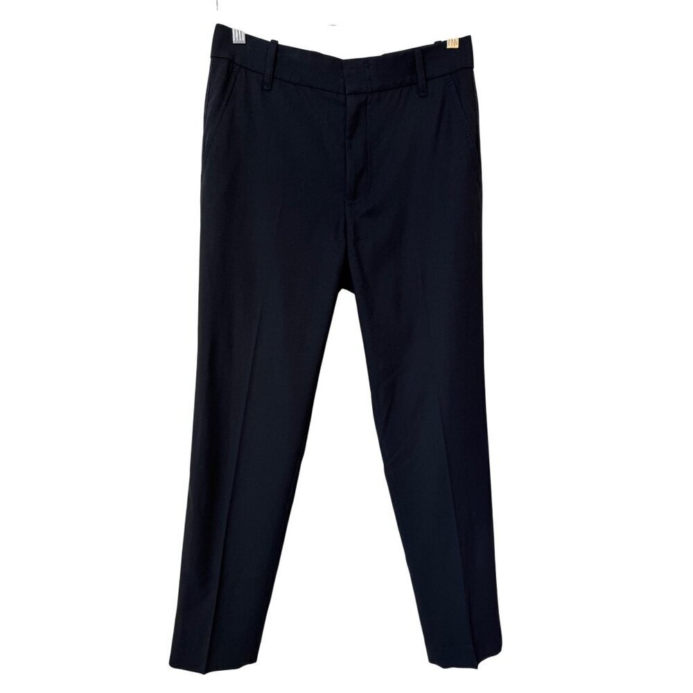 Vince Womens Navy Wool Blend Flat Front Straight Leg Dress Pants Size 4